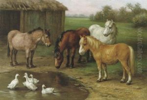 Ponies By A Pond
