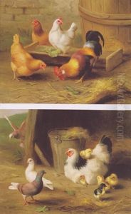 A Cockerell And Hens by Edgar Hunt