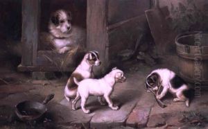 Puppies At Play by Edgar Hunt