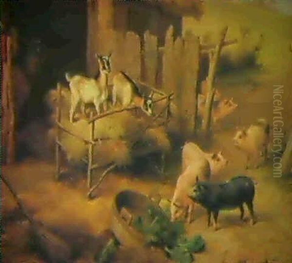 Piglets And Kids In The Farmyard - view 1