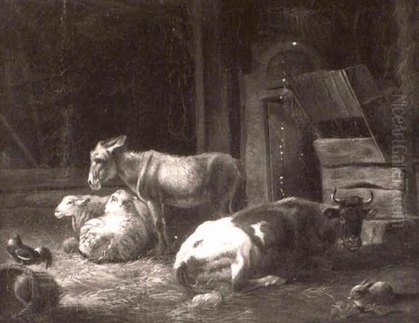 Farm Animals In A Barn - view 1