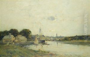 River Landscape, Possibly New England by Edmund Aubrey Hunt