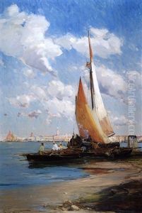 Fishing Craft With The Riva Degli Schiavoni, Venice Beyond Fishing Craft With The Riva Degli Schiavoni, Venice Beyond