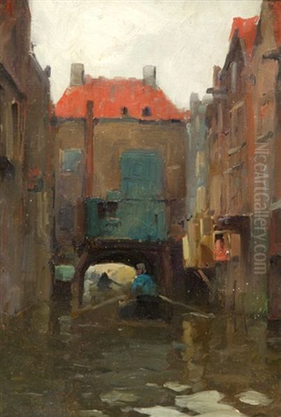 Canal Scene In Dordrecht, Holland - view 1