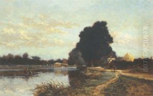 A River Scene by Edmund Aubrey Hunt