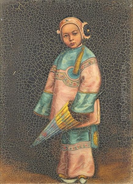 Chinese Child With Fireworks, Chinese Girl With Umbrella, And Chinese Child In Full Dress (3 Works) - view 1