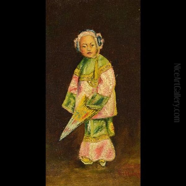 Young Chinese Girl With Umbrella - view 1