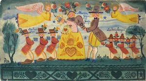 Jesus, Mary And Joseph With The Three Wise Men, The Three Kings And Two Angels by Peter Hunt