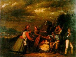 A Family Sheltering By The Cliffs A Family Sheltering By The Cliffs