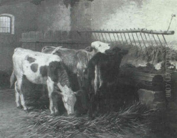 Three Cattle In A Stable - view 1