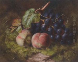 Peaches And Grapes On A Mossy Bank by William Henry Hunt