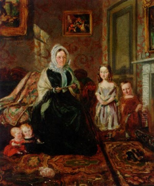 Portrait Of Mrs. Davies, Of Wormbridge Court, Hereford With Four Of Her Clark Grandchildren - view 1