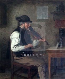Interior With Fiddler Smoking A Clay Pipe