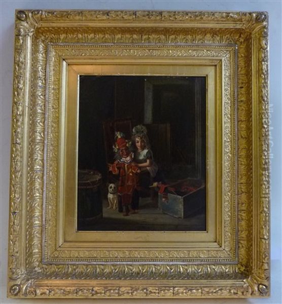 The Box Of Puppets - A Young Girl And Her Terrier Playing With Puppets - view 1