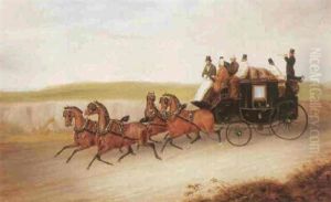 The London To Brighton Coach On An Open Road by Charles Hunt