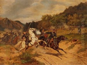 Gefechtsszene Mit Preussischen Kavalleristen by Emil Hunten