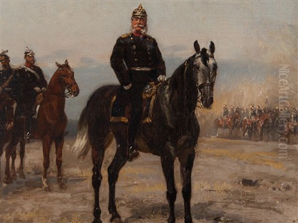 Oil Painting, Kaiser Wilhelm I. On Horseback - view 1