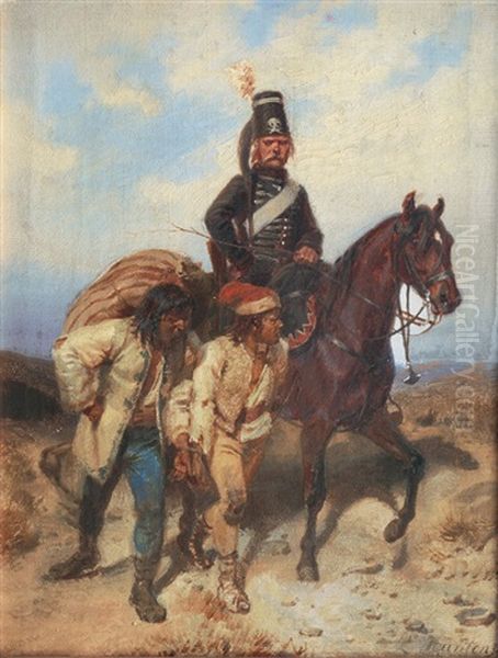 A Prussian Hussar With Captives - view 1