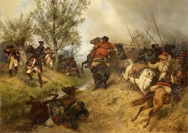A Skirmish Between Prussian Infantry And Cossacks In The Battle Of Zorndorf 1758 - view 1