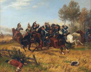 Preussische Kavallerie Beim Angriff by Emil Hunten