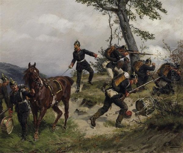 Soldaten Im Gefecht Auf Einer Anhohe - view 1