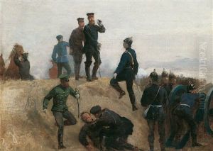 Kronprinz Friedrich Wilhelm Von Preussen Wahrend Der Schlacht Von Sedan by Emil Hunten