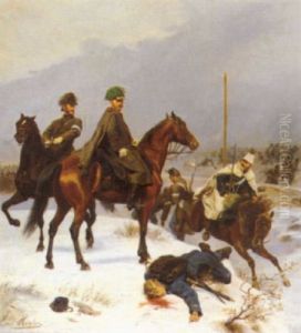 Schlachtenszene Mit Kavalleristen by Emil Hunten