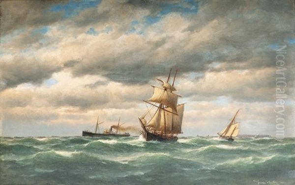 Dampfer Und Segelschiffe Vor Helgoland - view 1