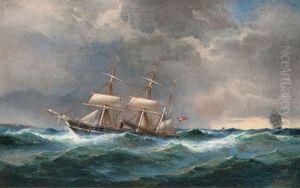 Dampfsegler by Franz Johann (Wilhelm) Huenten