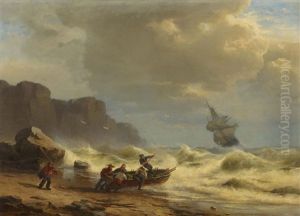 Ausfahrt Bei Sturmischer See by Franz Johann (Wilhelm) Huenten