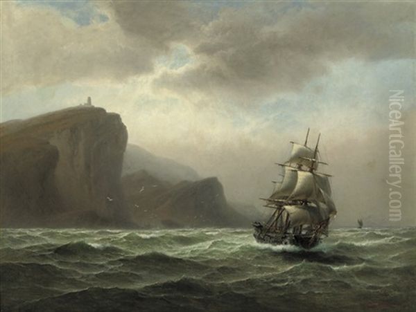 A Three-master By A Rocky Coast - view 1
