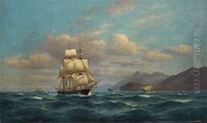 Segler Vor Felsiger Kuste by Franz Johann (Wilhelm) Huenten