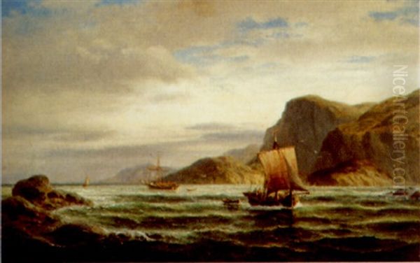 Seelandschaft Mit Segelschiffen Bei Der Kuste - view 1