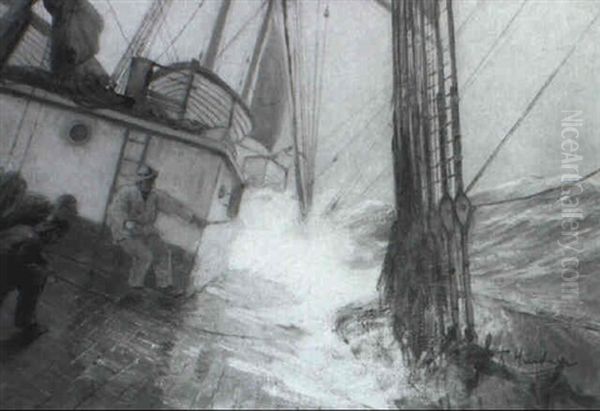 Deck Eines Segelschiffs Bei Sturm - view 1