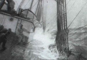 Deck Eines Segelschiffs Bei Sturm