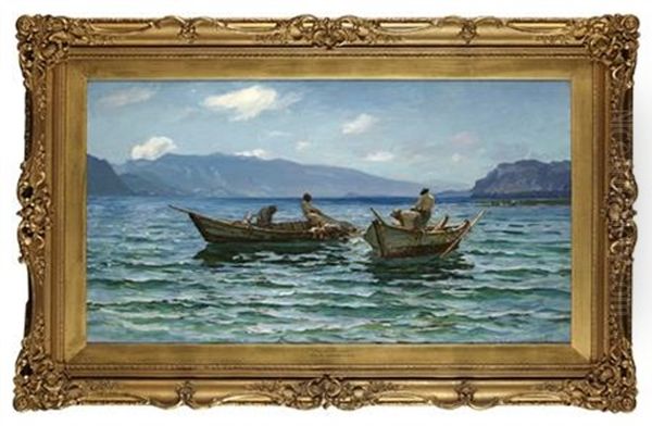 Fisherman, Lac De Bourget - view 1