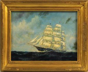 Full-rigged Vessel Under Sail by Frederick Leo Hunter