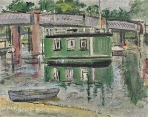 Green Houseboat, Balloch by George Leslie Hunter