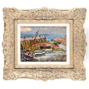 Fishing Boats Low Tide by George Leslie Hunter