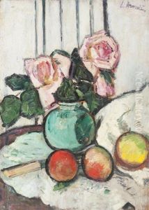 Still Life, Pink Roses And Fruit Still Life, Pink Roses And Fruit