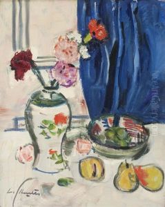 Still Life Of Carnations And Fruit