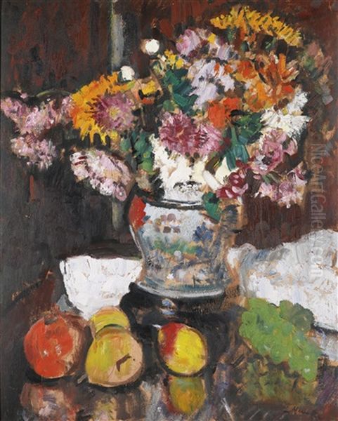 Still Life Of Chrysanthemums In A Chinese Vase - view 1