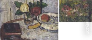 Still Life With A Glass Of Roses by George Leslie Hunter