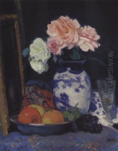 Still Life With Pink Roses In A Blue And White Vase Still Life With Pink Roses In A Blue And White Vase