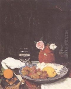 Lemon, Plate And Grapes by George Leslie Hunter