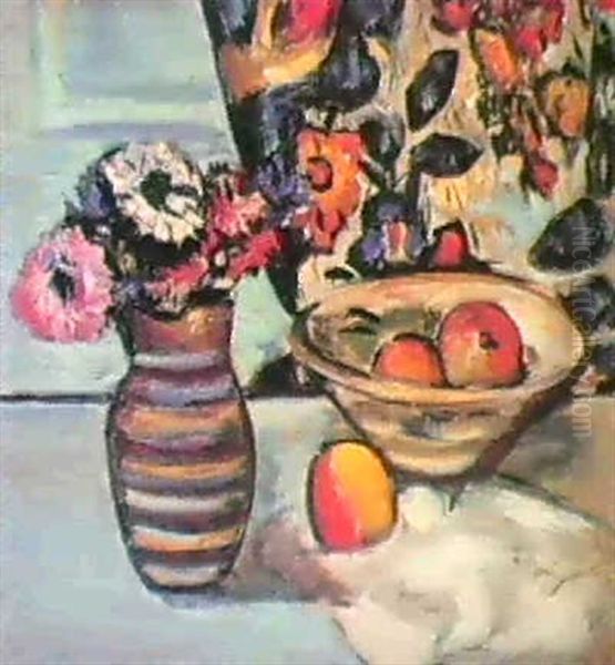 Still Life Of Anenomes In A Vase - view 1