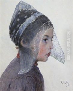 Portrait Of A Flemish Girl by George Sherwood Hunter