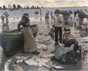 A Fish Sale On A Cornish Coast (after Stanhope Alexander Forbes)
