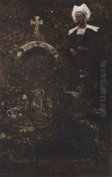 A Peasant Praying Before A Shrine - view 1
