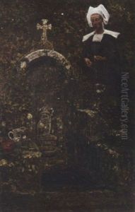 A Peasant Praying Before A Shrine